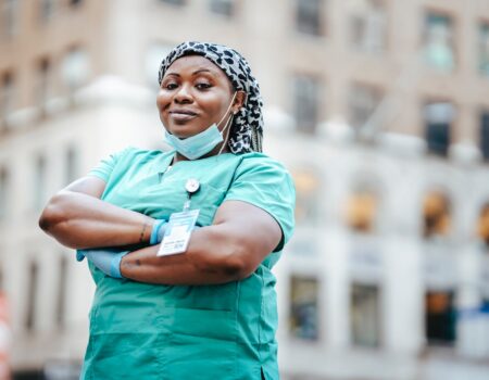 woman in medical frontliner uniform